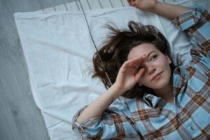 woman waking up rested