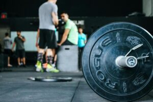 at the gym and focus on a weight