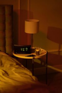 clock on a nightstand